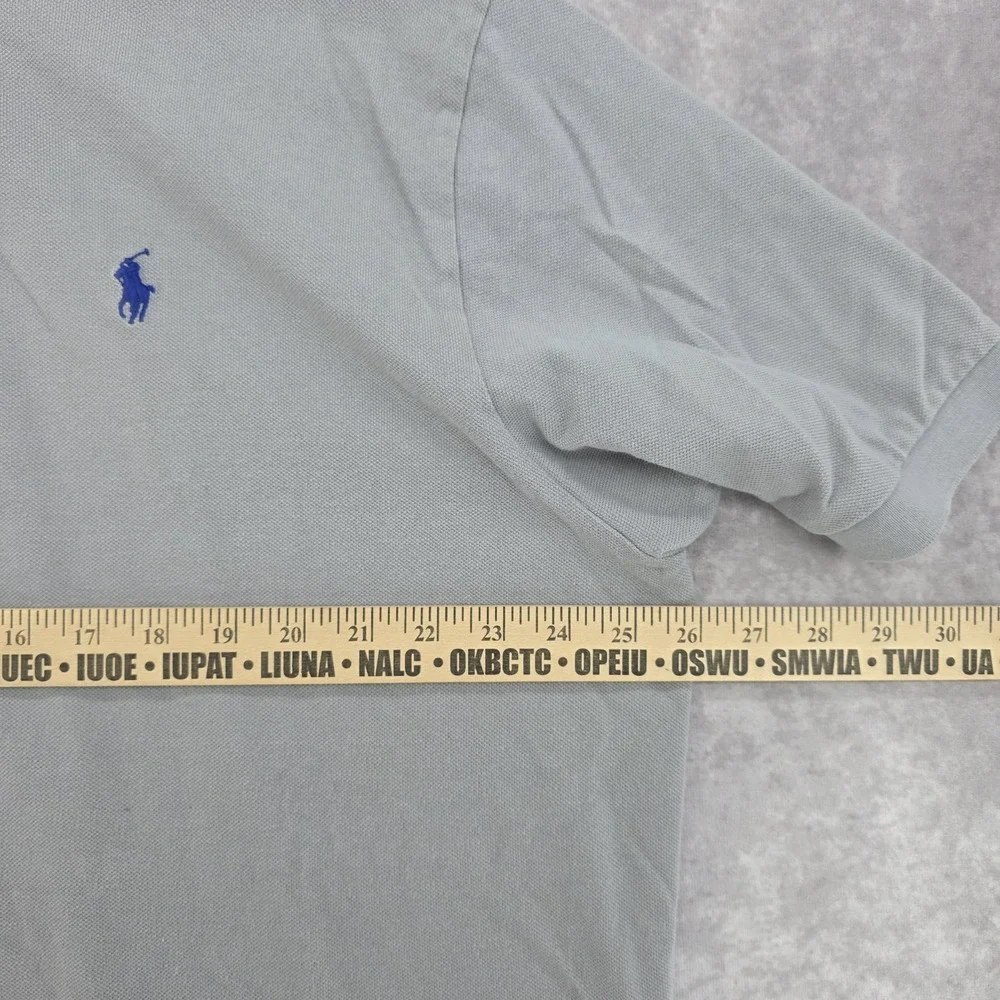 Polo Ralph Lauren Shirt Mens XXL Gray Short Sleeve Pique Mesh Blue Pony Polo